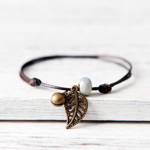 Leaf-Charm Bracelet - Boho Bug